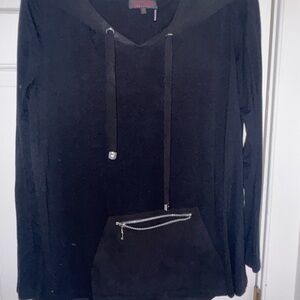 Black Hooded Sweatshirt with Front Pocket